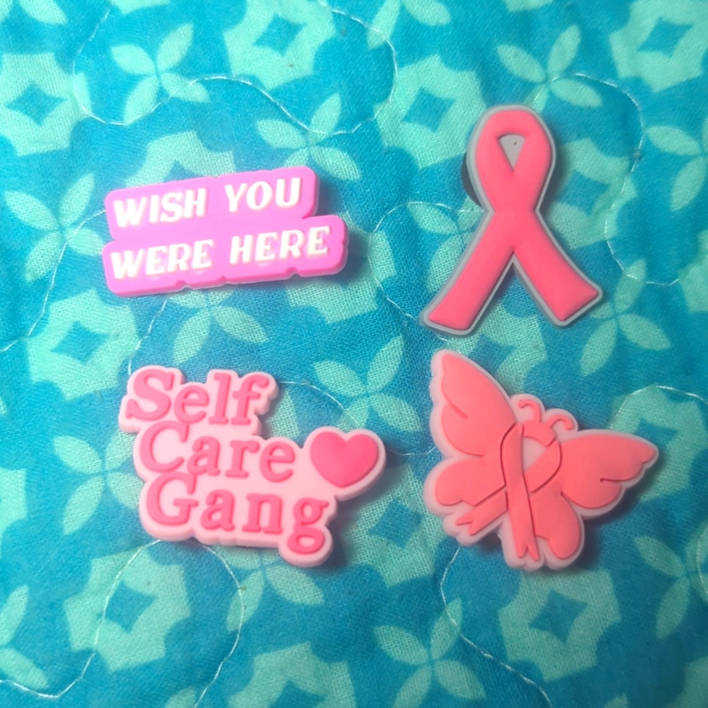 NEW Pink 🩷 Ribbon Self Care Set of 4 Jibbitz Charms Shoe Accessories